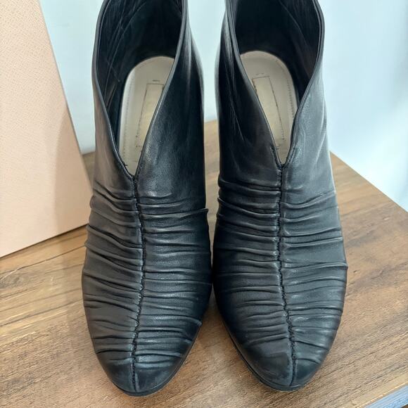 Prada Nappa Basic Nero Sz 39 US 9 Leather Ankle Heel Booties Box Dust Bag AUTH - Picture 2 of 13